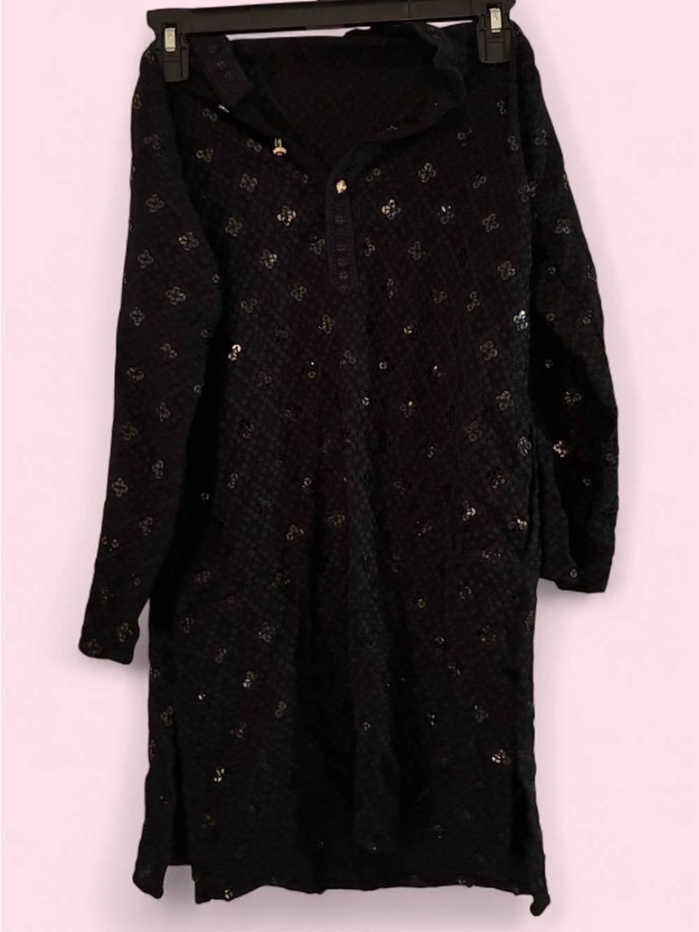 M&M'S Black Long Sleeve Sequin Knit Dress
